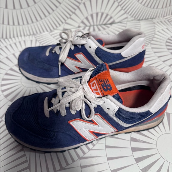 New Balance 574 Men’s Sneakers‎ Blue/Orange Size 9.5